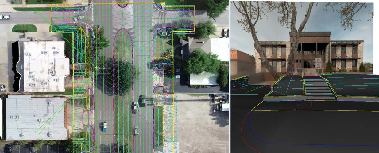 side by side survey map and rendering